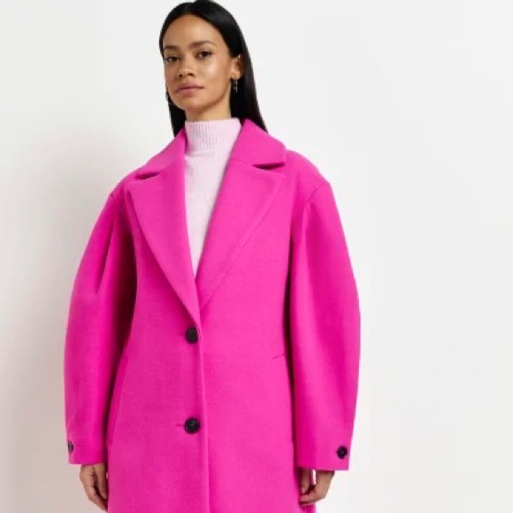 River Island Pink Longline Coat